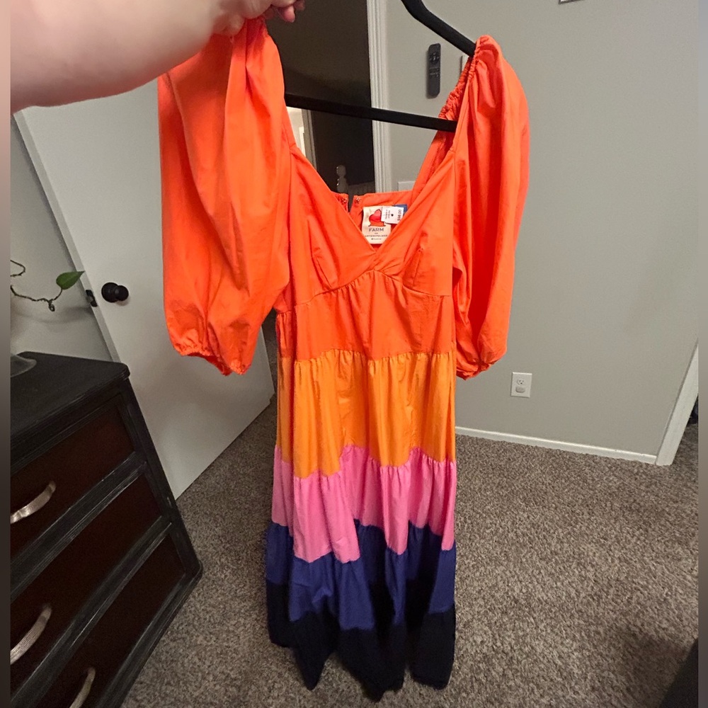 Anthropologie Bright Orange Dress farm Rio